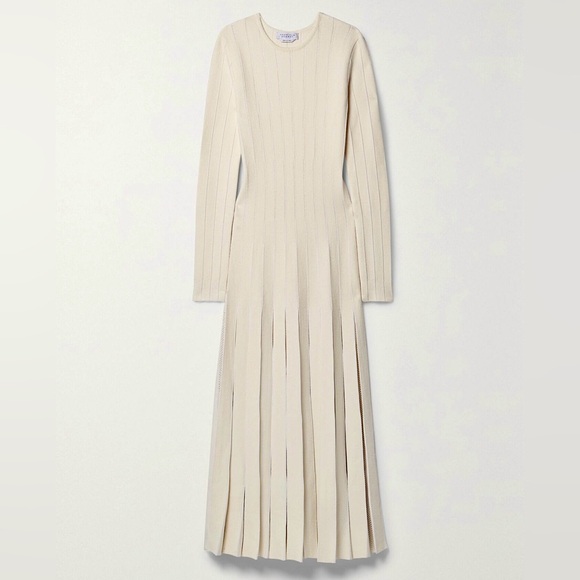 Gabriela Hearst Dresses & Skirts - GABRIELA HEARST Walsh crochet-trimmed pleated wool midi dress